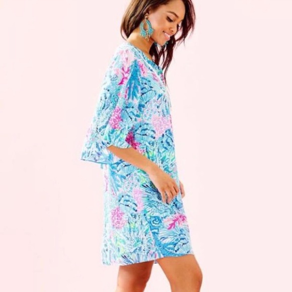 Lilly Pulitzer Delancey Dress Sink or Swim Flutter Butterfly Small - Picture 4 of 16